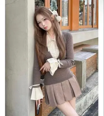 Darich 다리치 셔츠 도킹 플리츠 미니 원피스 모카 free