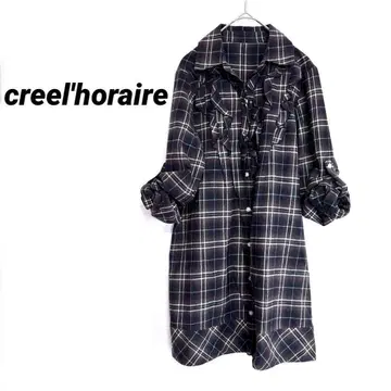 2167M 크릴 오 레일 셔츠 원피스 체크 무늬 프릴 튜닉