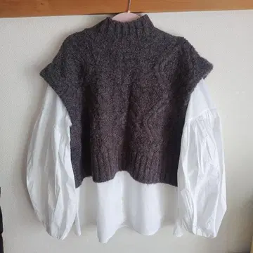 Mila Owen 케이블 니트 스웨터 셔츠 레이어드 세트