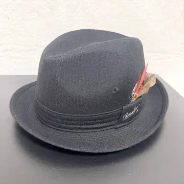 새상품급 볼사리노 중절모 울 블랙 56cm 깃털 포함