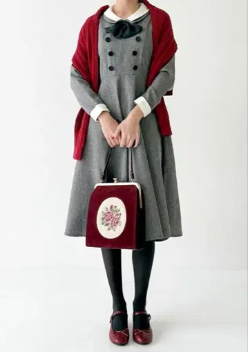 클레릭 더블 칼라 타이 포함 원피스/an another angelus