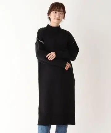 스티치 디자인 니트 원피스