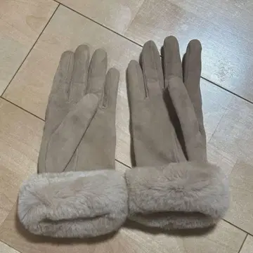 GALA GLOVES 베이지 퍼 포함 롱 장갑