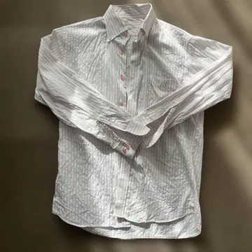 EDWARDS 화이트 스트라이프 와이셔츠 L