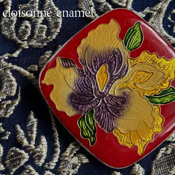 칠보 세공 아이리스 창포 브로치 빈티지 플라워 에나멜