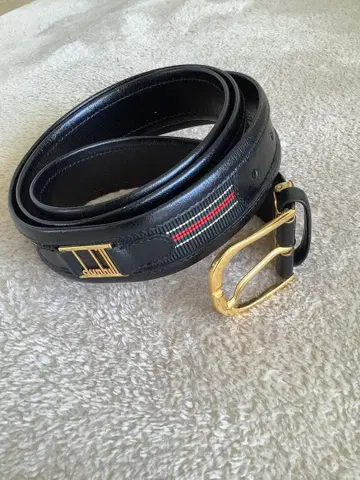 던힐 블랙 벨트 골드 컬러 버클 스트라이프