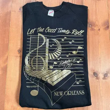 데드스탁 USA제 80s 러셀 저지스 맨투맨 블랙 금색 L