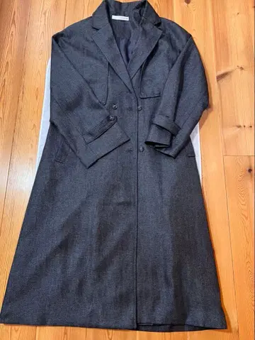 다크 그레이 헤링본 롱 코트