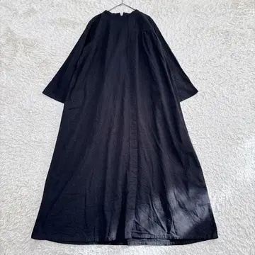 08Mab 코튼 린넨 밴드 카라 긴팔 롱 원피스 M~L