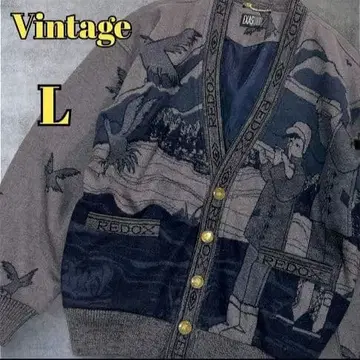 새상품급 빈티지 가디건 새 모티브 자켓 올 패턴 L