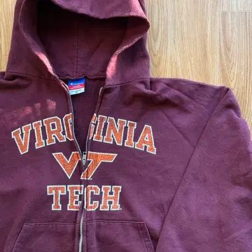 빈티지 구제 의류 지퍼 후드티 챔피온 버지니아 공과대학교