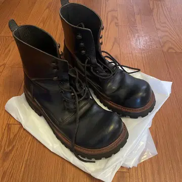 고티에 블랙 레더 부츠