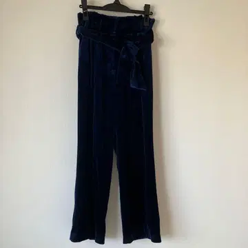 네이비 벨로아 와이드 팬츠 하이웨스트