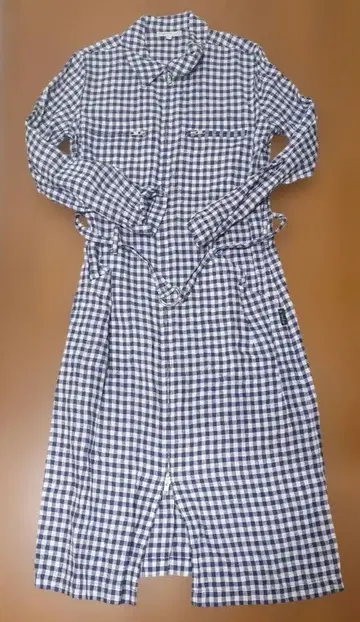 agnes b. 체크 무늬 롱 셔츠 원피스 36