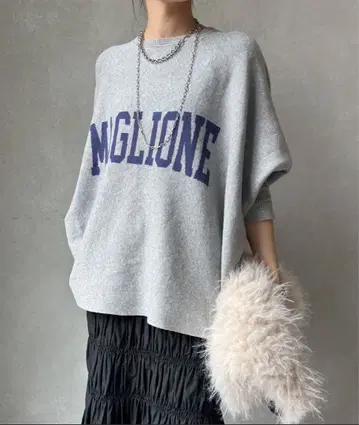 DouDou MAGLIONE 인터샤 로고 판초 니트