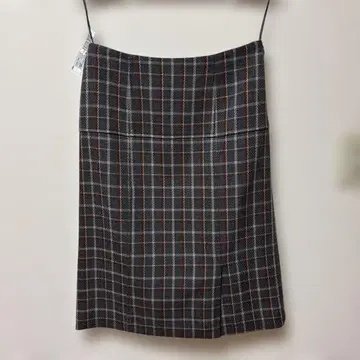 INCOTEX 인코텍스 그레이 브라운 체크 타이트 스커트
