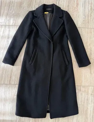 블랙 롱 코트 사이드 포켓 포함