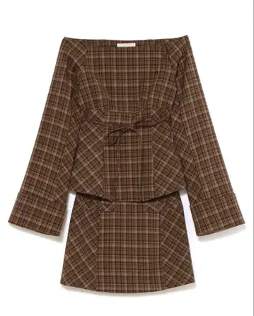 당일 발송 M 사이즈 브라운 Adel check set up