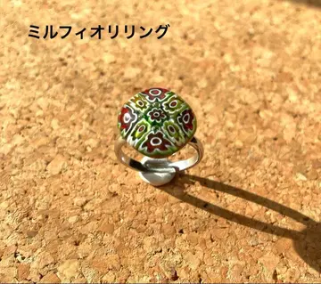 밀피오리 반지 프리 사이즈 유리 세공