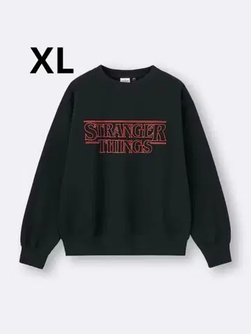택 포함 새상품 XL Stranger Things 로고 맨투맨 블랙