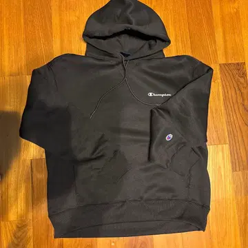 Champion 블랙 후드 부착 후드티 L 사이즈