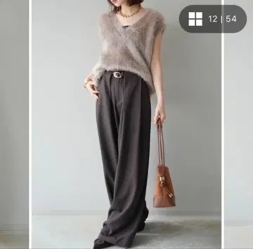 벨트 고리 디자인 와이드 팬츠 브라운 뤼미에 Lumier