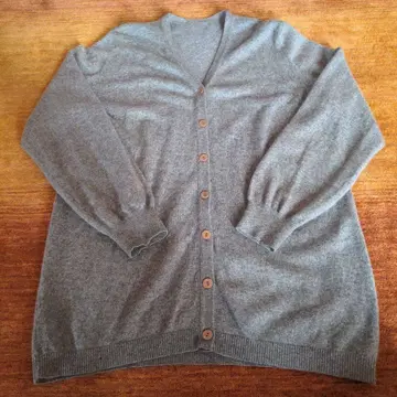 그레이 V넥 가디건 캐시미어