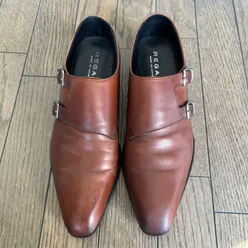 REGAL 더블 몽크 스트랩 브라운 가죽 신발