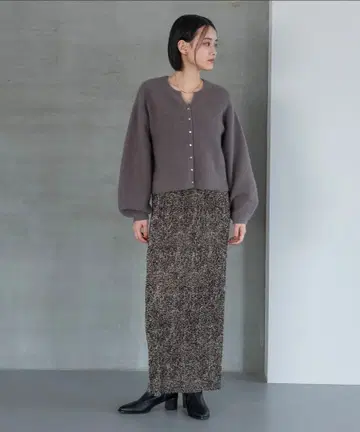 시착만 한 상품 Apart by 플리츠 이지 타이트 스커트 레오파드