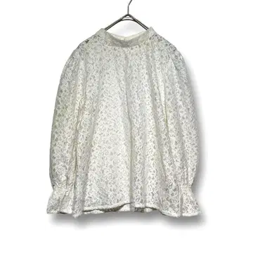 GU (M) 꽃무늬 레이스 블라우스 프릴 비침 페미닌 귀여움