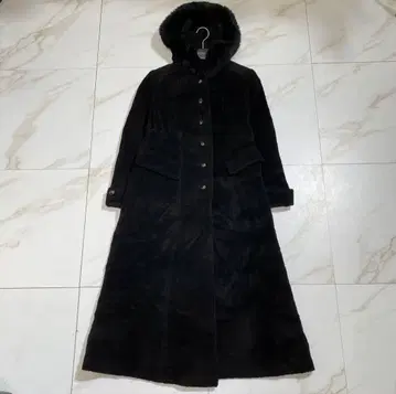 레어 이타리야 알파카 샤기 초롱 기장 후디드 코트 퍼