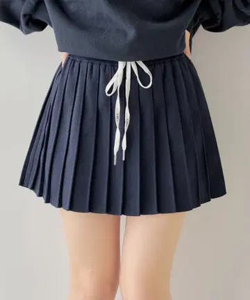 chico 니트 허리 리본 플리츠 스커트