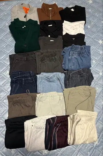 GU 지유 세트 맨투맨 MA-1 하의 데님 팬츠 23점