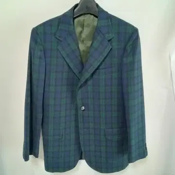 남성용 체크 무늬 테일러드 자켓 3버튼 울 자켓