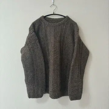 브라운 케이블 니트 스웨터 오버 사이즈