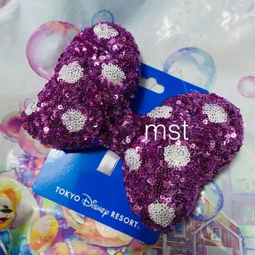 디즈니 스팽글 머리끈 헤어포니 미니 핑크 빅 리본