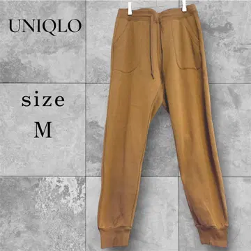 유니클로 스웨트 팬츠 허리밴딩 끈 포켓 속기모 방한 M 브라운