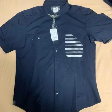 남성복 미츠미네 Mitsumine 네이비 반팔 셔츠 LL