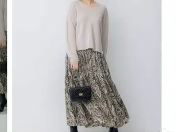 V넥 니트 그레이 베이지