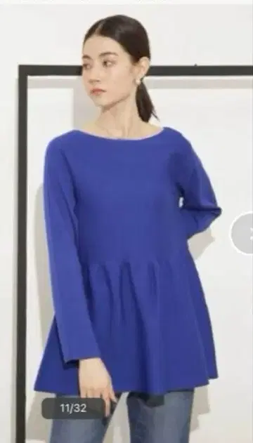 [ NANO universe ] 페플럼 니트 풀오버 블루