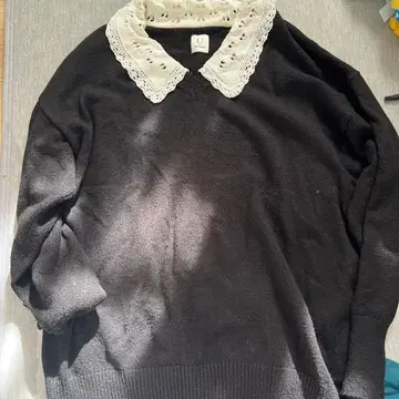 U by SPICK & SPAN 블랙 니트 스웨터 레이스 옷깃