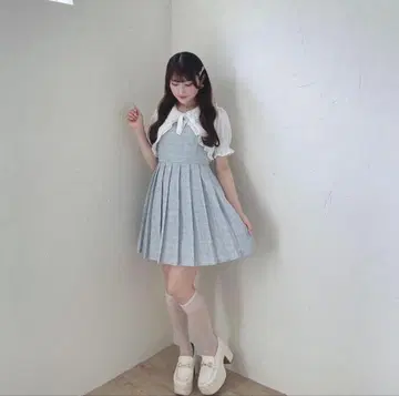 evelyn 원피스 리본 블라우스 플리츠 OP