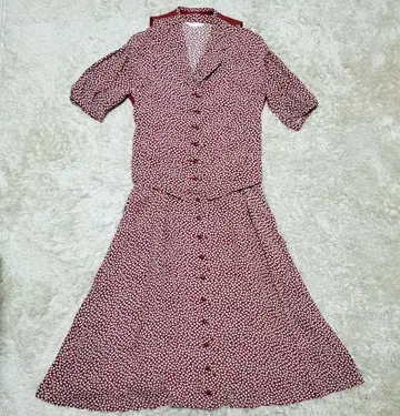 핑크하우스 반팔 셔츠 원피스 x 베스트 세트 롱 벨트 꽃무늬