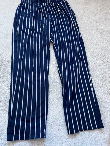 쿡맨 스트라이프 패턴 워크 팬츠 네이비