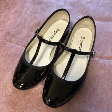 repetto 블랙 T 스트랩 플랫슈즈