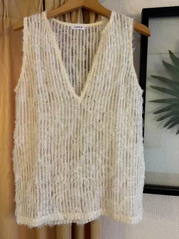 LEPSIM 뉴앙스 패턴 레이시 베스트 레이스 베스트 화이트 베스트