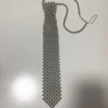 금일 한정 새상품 미사용 액세서리 목걸이 메탈 비즈 넥타이 실버