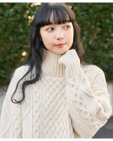 FREAK'S STORE 믹스 케이블 터틀 니트 풀오버