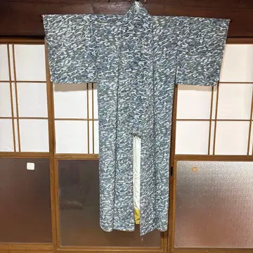 코몬 기모노 블루 계열 그린 계열 무늬