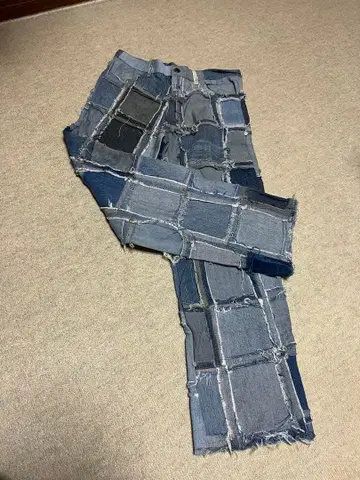 패치워크 디자인 데님 팬츠